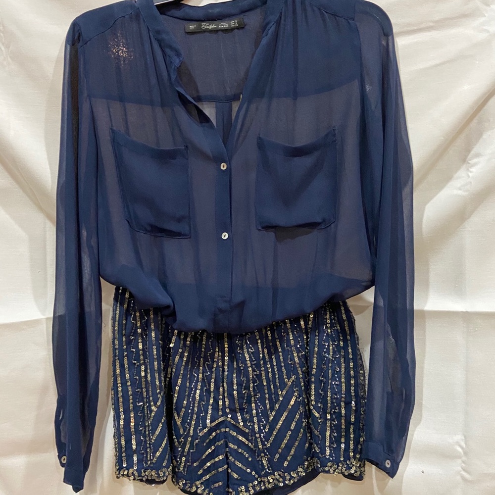 Beautiful navy romper By Zara